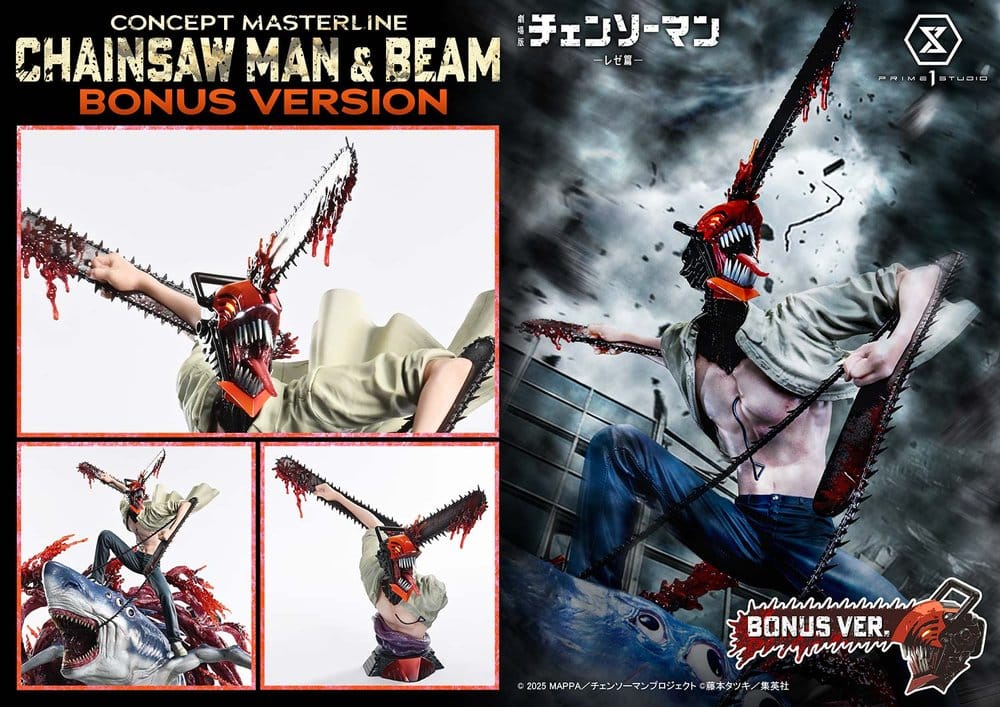 Chainsaw Man Concept Masterline Series Statue 1/6 Chainsaw Man & Beam Bonus Version 73 cm, view 3