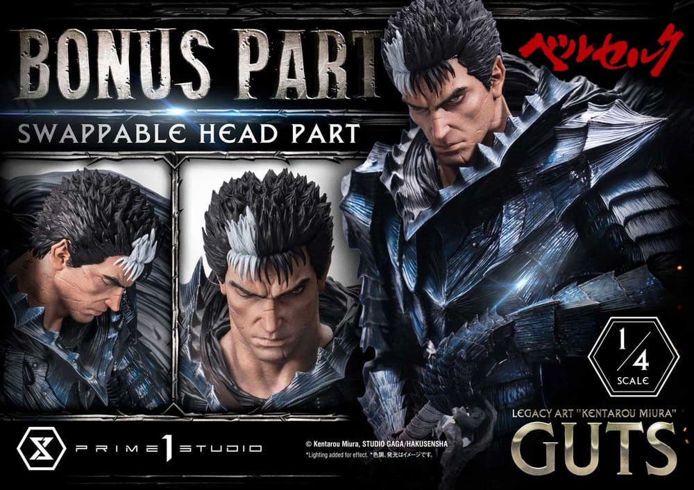Berserk Legacy Art "Kentarou Miura" Statue 1/4 Guts Bonus Version 74 cm, view 3