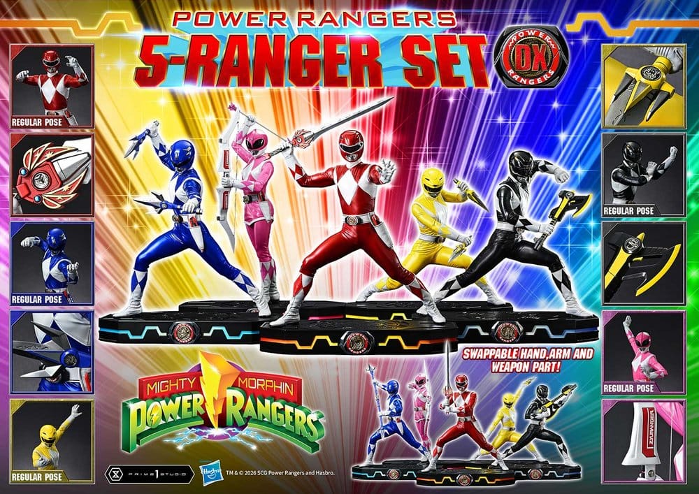 Mighty Morphin Power Rangers Premium Masterline Set of 5 Statues 1/4 Deluxe Version 62 cm