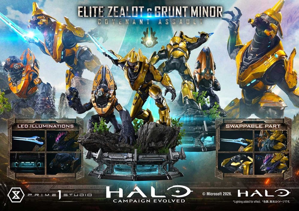 Halo: Campaign Evolved Ultimate Premium Masterline Series Statue 1/4 Elite Zealot & Grunt Minor: Covenant Assault 81 cm, view 6