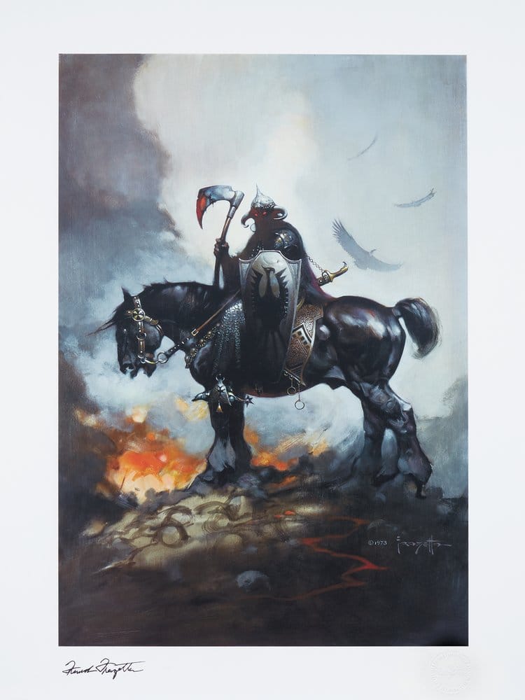 Frank Frazetta Fine Art Print Death Dealer I Rainbow Lava Holofoil 61 x 41 cm - unframed, statue